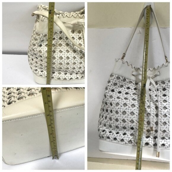 Ralph Lauren Woven Leather Debby Tassel Logo Drawstring Shoulder Bag Bucket Tote - Picture 16 of 16